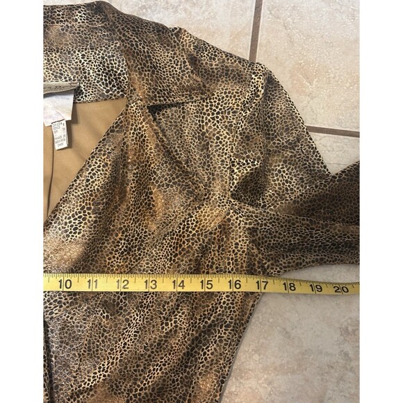Joseph Ribkoff Women Size 8 Animal Print Belted Blazer Foiled Crushed Velvet - Picture 7 of 11